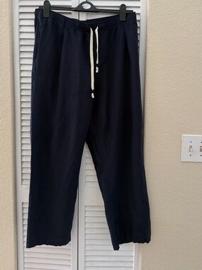 Uniqlo Woman blended  linen Casual Drawstring Pants - Navy size xxlarge